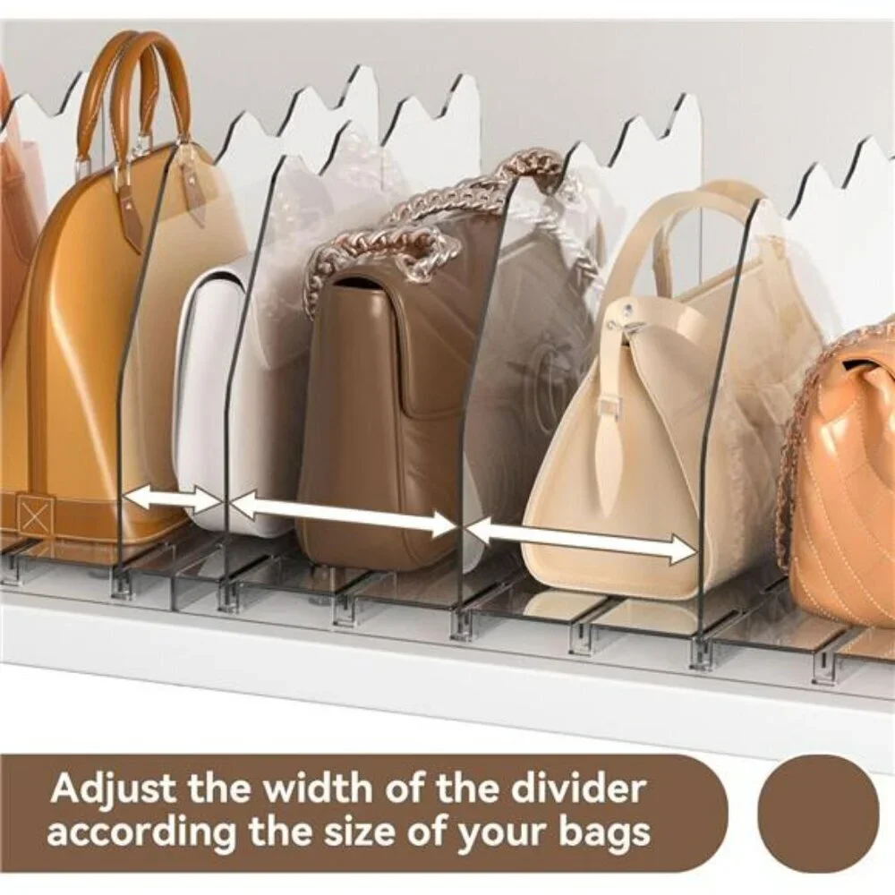 SOYO Clear Purse Organizer Adjustable Acrylic Shelf Divider for Closet Storage